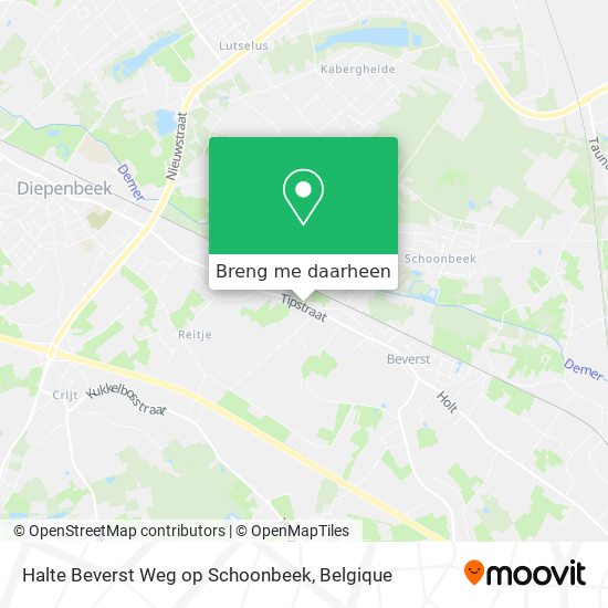 Halte Beverst Weg op Schoonbeek kaart