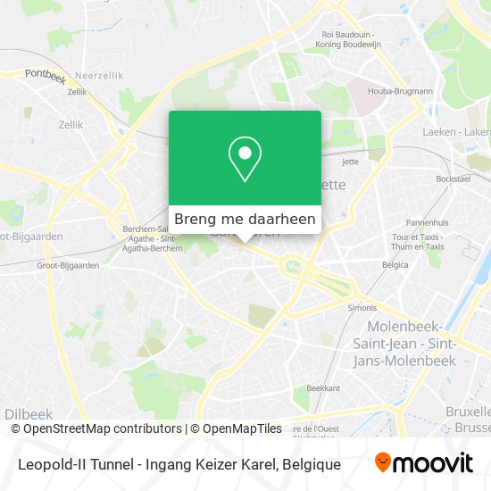 Leopold-II Tunnel - Ingang Keizer Karel kaart