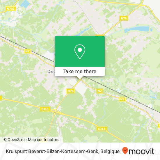 Kruispunt Beverst-Bilzen-Kortessem-Genk kaart