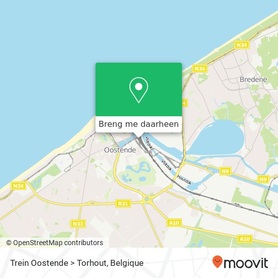 Trein Oostende > Torhout kaart
