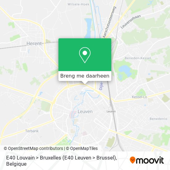 E40 Louvain > Bruxelles (E40 Leuven > Brussel) kaart