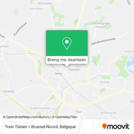Trein Tienen > Brussel-Noord kaart