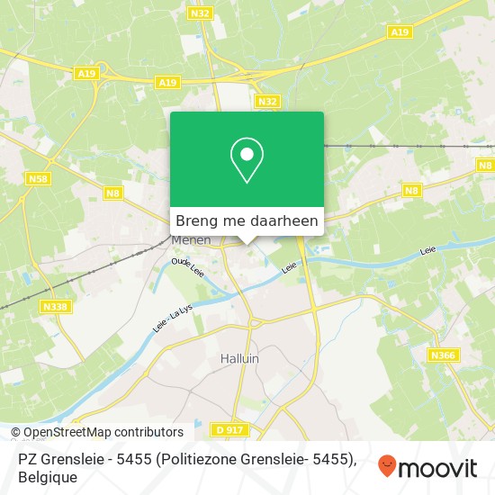 PZ Grensleie - 5455 (Politiezone Grensleie- 5455) kaart