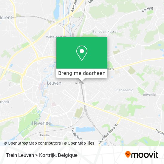 Trein Leuven > Kortrijk kaart