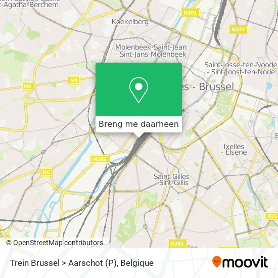 Trein Brussel > Aarschot (P) kaart