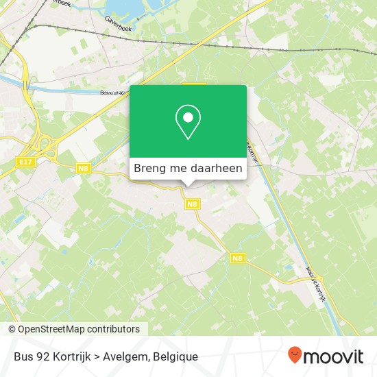 Bus 92 Kortrijk > Avelgem kaart