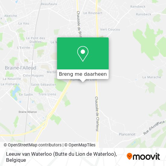 Leeuw van Waterloo (Butte du Lion de Waterloo) kaart