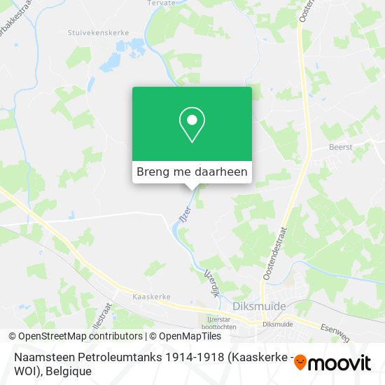 Naamsteen Petroleumtanks 1914-1918 (Kaaskerke - WOI) kaart