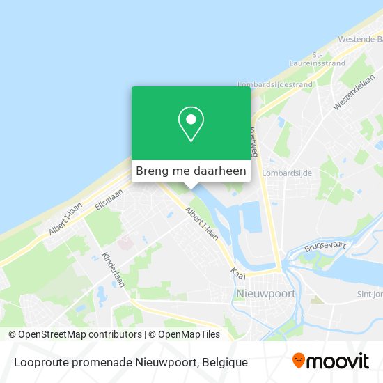 Looproute promenade Nieuwpoort kaart
