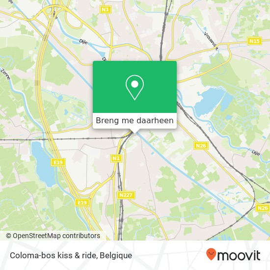 Coloma-bos kiss & ride kaart