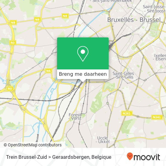 Trein Brussel-Zuid > Geraardsbergen kaart