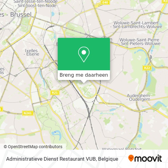 Administratieve Dienst Restaurant VUB kaart