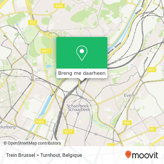 Trein Brussel > Turnhout kaart