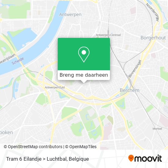 Tram 6 Eilandje > Luchtbal kaart