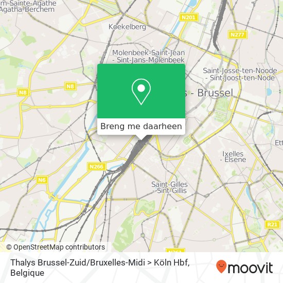 Thalys Brussel-Zuid / Bruxelles-Midi > Köln Hbf kaart