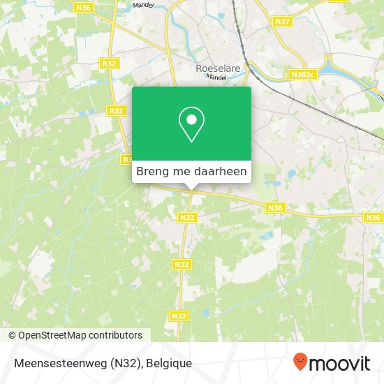 Meensesteenweg (N32) kaart