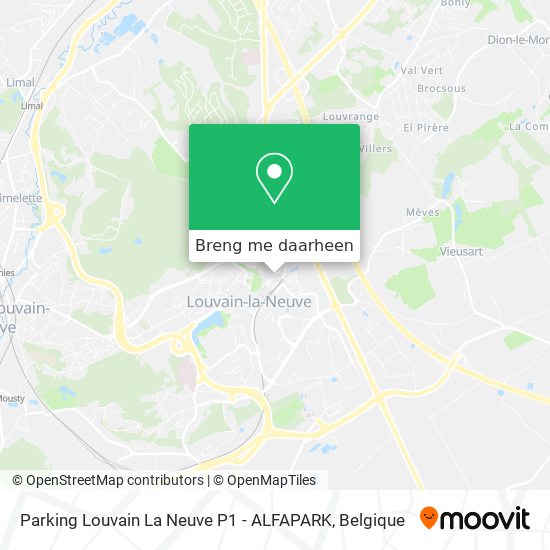 Parking Louvain La Neuve P1 - ALFAPARK kaart