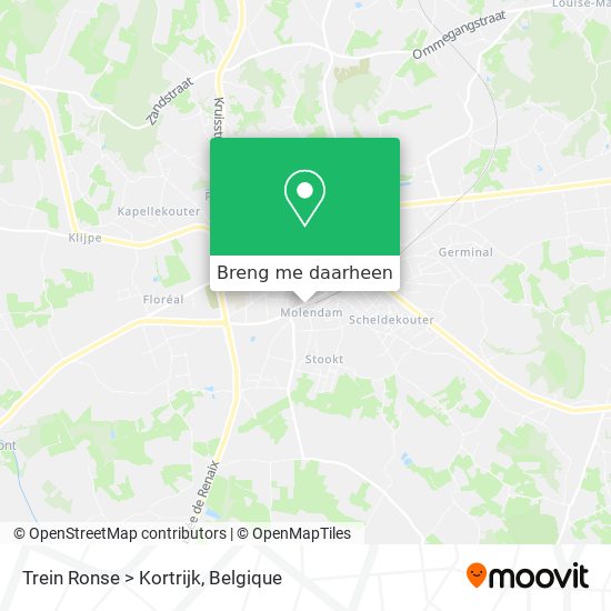 Trein Ronse > Kortrijk kaart