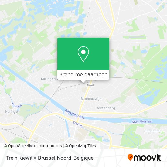 Trein Kiewit > Brussel-Noord kaart