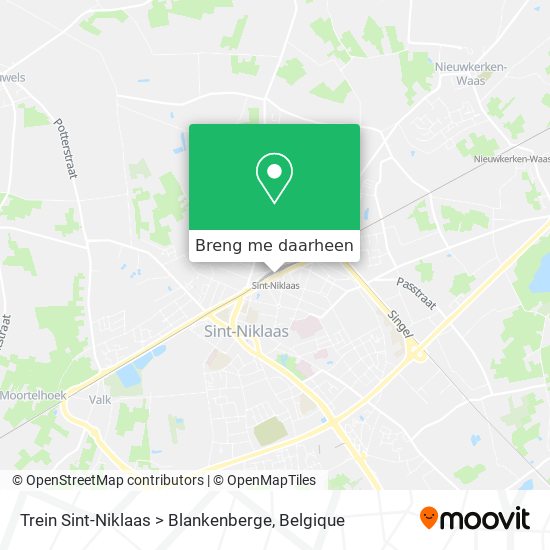 Trein Sint-Niklaas > Blankenberge kaart