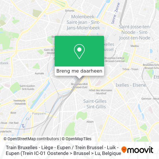 Train Bruxelles - Liège - Eupen / Trein Brussel - Luik - Eupen kaart
