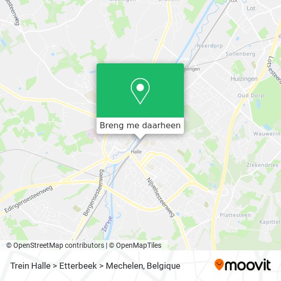 Trein Halle > Etterbeek > Mechelen kaart