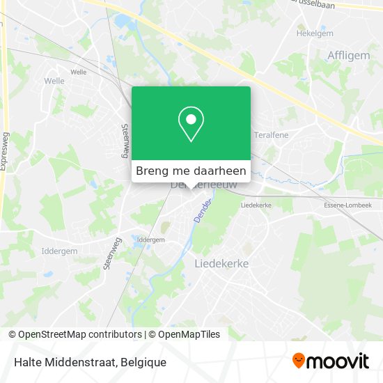 Halte Middenstraat kaart
