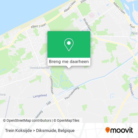 Trein Koksijde > Diksmuide kaart