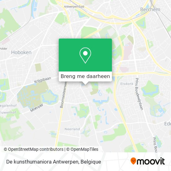 De kunsthumaniora Antwerpen kaart
