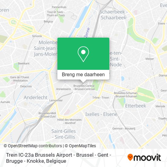 Trein IC-23a Brussels Airport - Brussel - Gent - Brugge - Knokke kaart