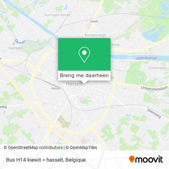 Bus H14 kiewit > hasselt kaart