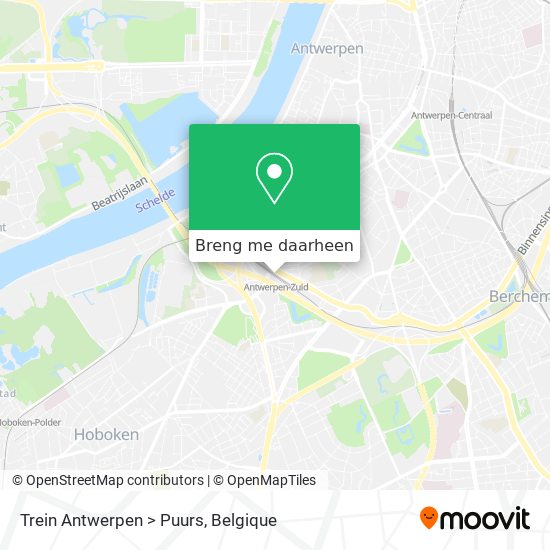 Trein Antwerpen > Puurs kaart