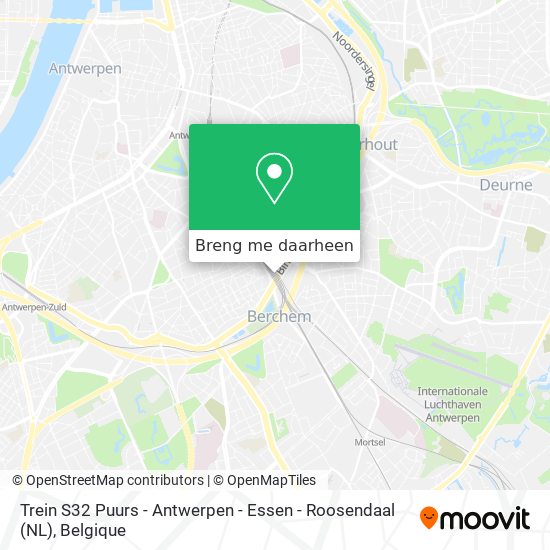 Trein S32 Puurs - Antwerpen - Essen - Roosendaal (NL) kaart