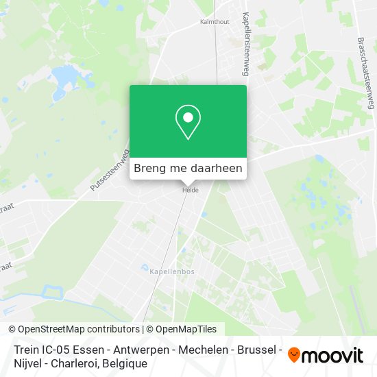 Trein IC-05 Essen - Antwerpen - Mechelen - Brussel - Nijvel - Charleroi kaart