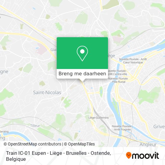 Train IC-01 Eupen - Liège - Bruxelles - Ostende kaart