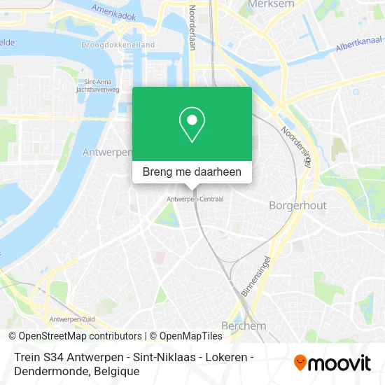 Trein S34 Antwerpen - Sint-Niklaas - Lokeren - Dendermonde kaart