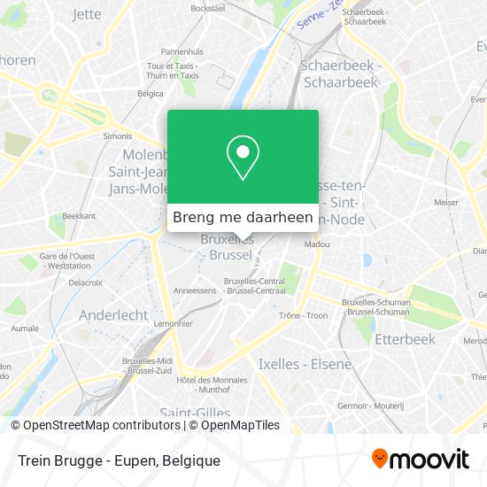 Trein Brugge - Eupen kaart