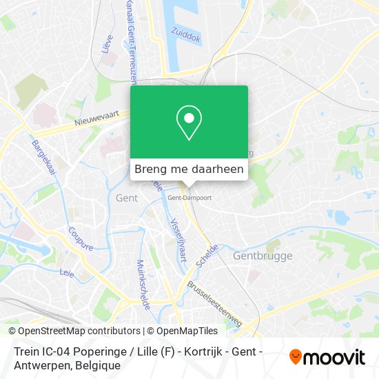 Trein IC-04 Poperinge / Lille (F) - Kortrijk - Gent - Antwerpen kaart