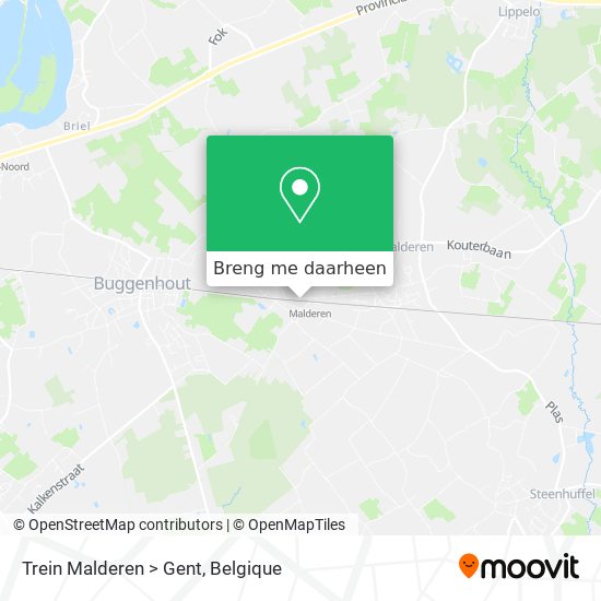 Trein Malderen > Gent kaart