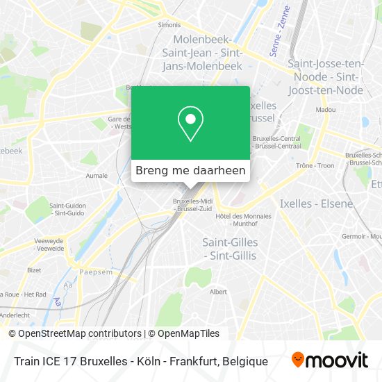 Train ICE 17 Bruxelles - Köln - Frankfurt kaart