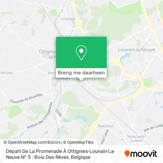 Départ De La Promenade À Ottignies-Louvain-La-Neuve Nᵒ 5 : Bois Des Rêves kaart