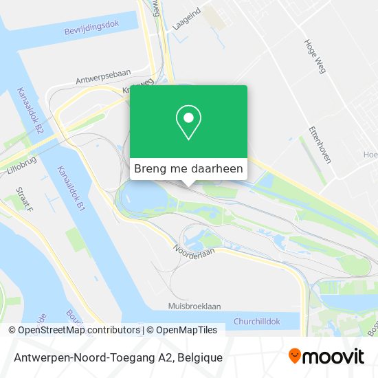 Antwerpen-Noord-Toegang A2 kaart