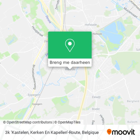 3k 'Kastelen, Kerken En Kapellen'-Route kaart