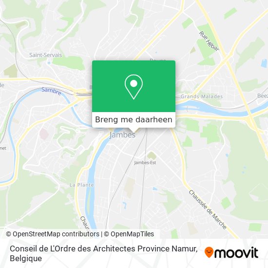 Conseil de L'Ordre des Architectes Province Namur kaart
