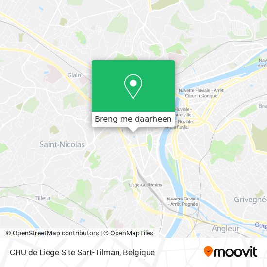 CHU de Liège Site Sart-Tilman kaart