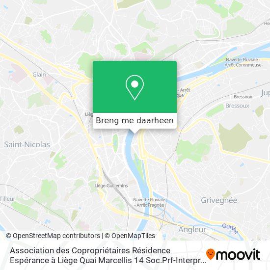 Association des Copropriétaires Résidence Espérance à Liège Quai Marcellis 14 Soc.Prf-Interprf kaart