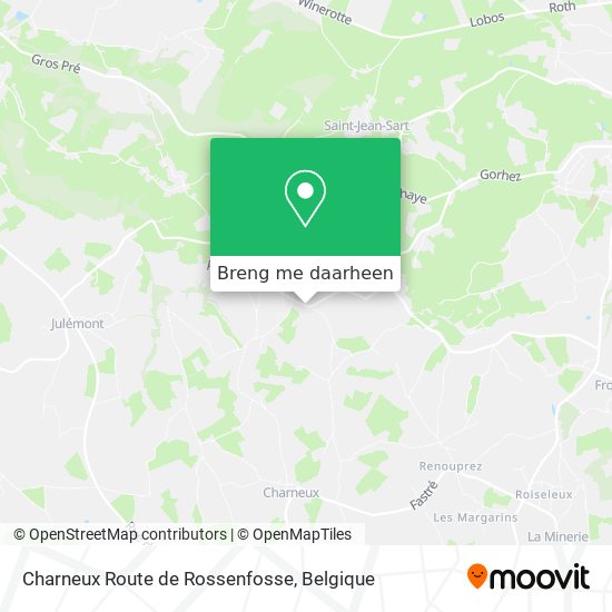 Charneux Route de Rossenfosse kaart