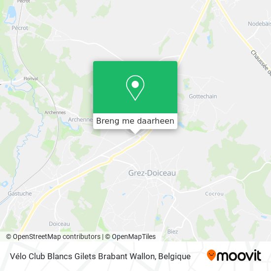 Vélo Club Blancs Gilets Brabant Wallon kaart