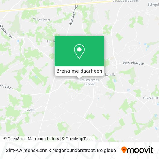 Sint-Kwintens-Lennik Negenbunderstraat kaart