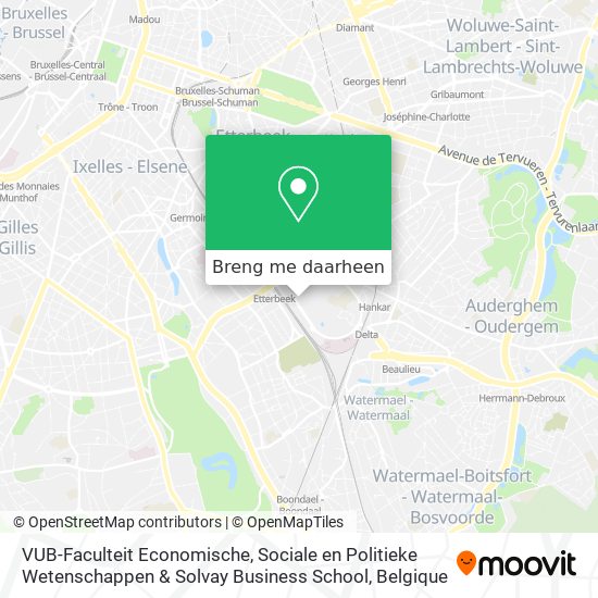 VUB-Faculteit Economische, Sociale en Politieke Wetenschappen & Solvay Business School kaart